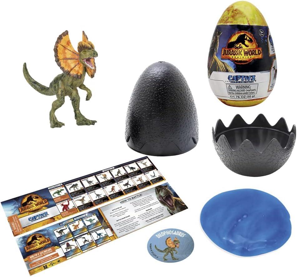 Captivz Jurassic World Dominion Edition - 4 Pack Dinosaurs in Slime, Metallic Dinosaur Inside, for Ages 3+