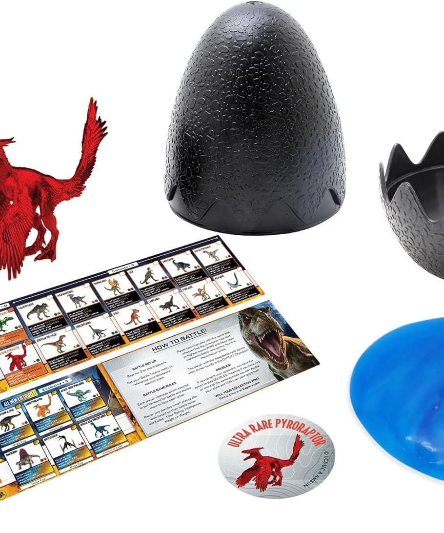 Captivz Jurassic World Dominion Edition - 4 Pack Dinosaurs in Slime, Metallic Dinosaur Inside, for Ages 3+