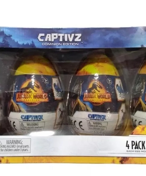 Captivz Jurassic World Dominion Edition - 4 Pack Dinosaurs in Slime, Metallic Dinosaur Inside, for Ages 3+