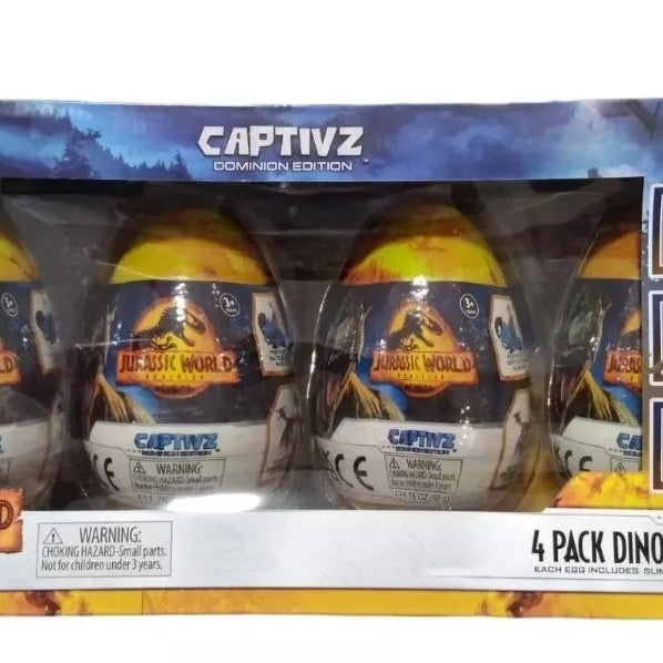 Captivz Jurassic World Dominion Edition - 4 Pack Dinosaurs in Slime, Metallic Dinosaur Inside, for Ages 3+