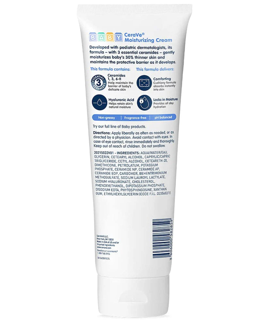 CeraVe Baby Moisturizing Cream with 3 Essential Ceramides & Hyaluronic Acid | Fragrance-Free & Eczema Safe | 5oz (142g) & 8oz (226g)