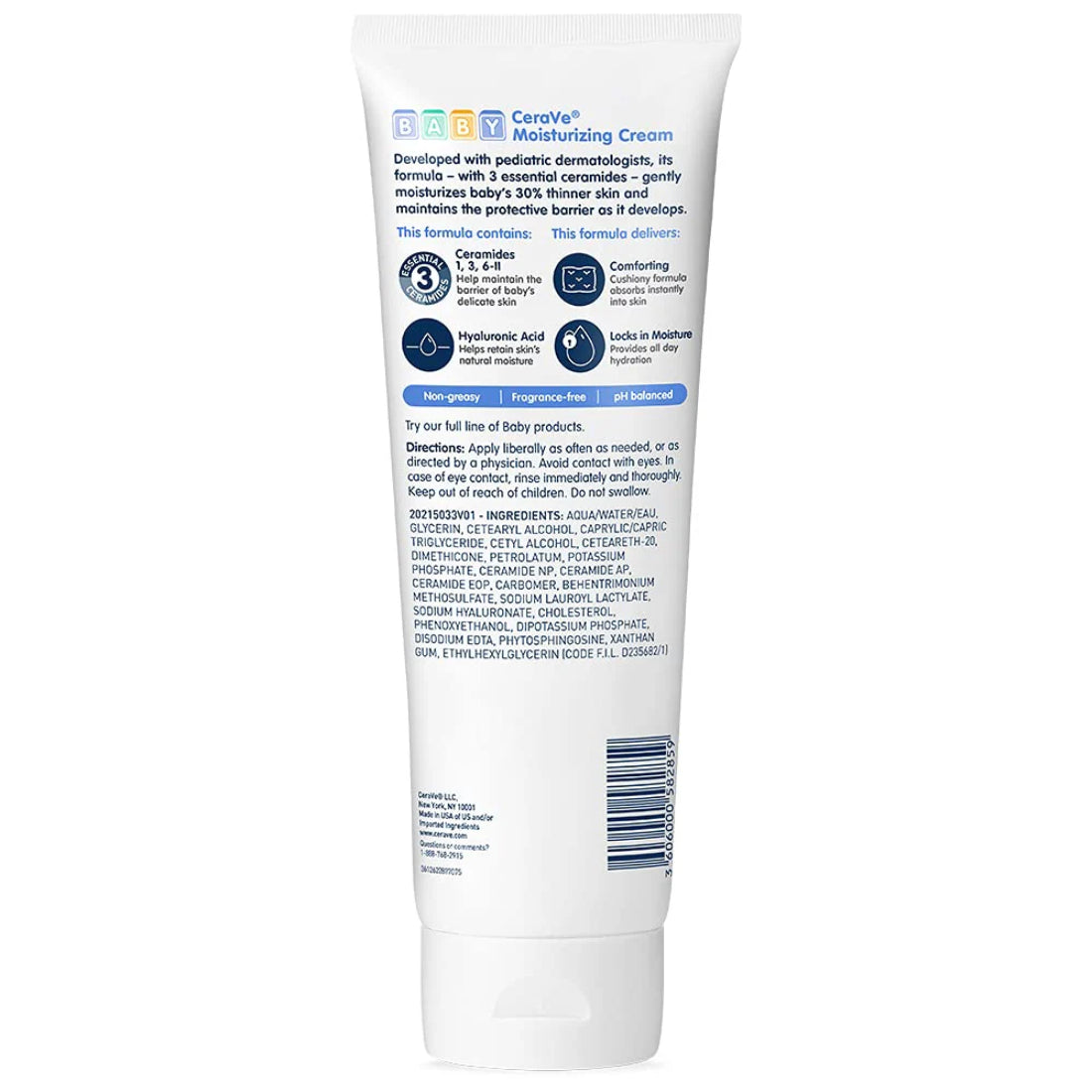 CeraVe Baby Moisturizing Cream with 3 Essential Ceramides & Hyaluronic Acid | Fragrance-Free & Eczema Safe | 5oz (142g) & 8oz (226g)