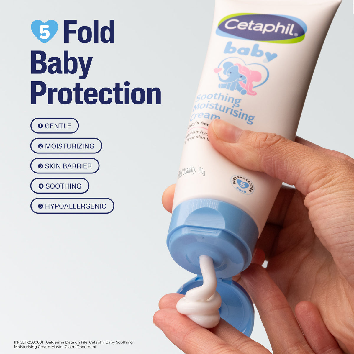 Cetaphil Baby Soothing Moisturising Cream for Sensitive Skin (100g) – 48-Hour Hydration & 8-Hour Skin Barrier Protection, Fragrance-Free | Face and Body Cream (Made in Canada)