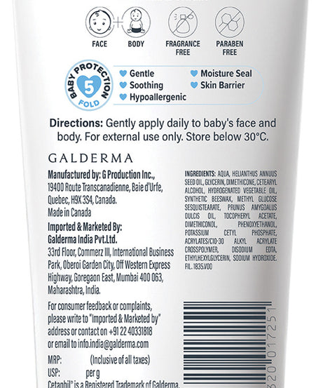 Cetaphil Baby Soothing Moisturising Cream for Sensitive Skin (100g) – 48-Hour Hydration & 8-Hour Skin Barrier Protection, Fragrance-Free | Face and Body Cream (Made in Canada)