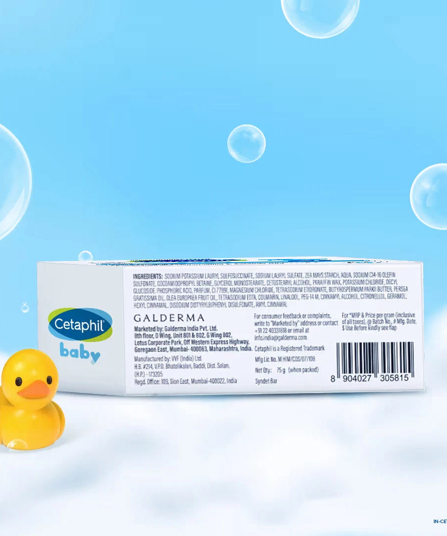 Cetaphil Baby Mild Bar Soap for Sensitive Skin – Gentle Daily Cleanser with Shea Butter & Glycerin (75g & 100g) - MINIMEE KIDS