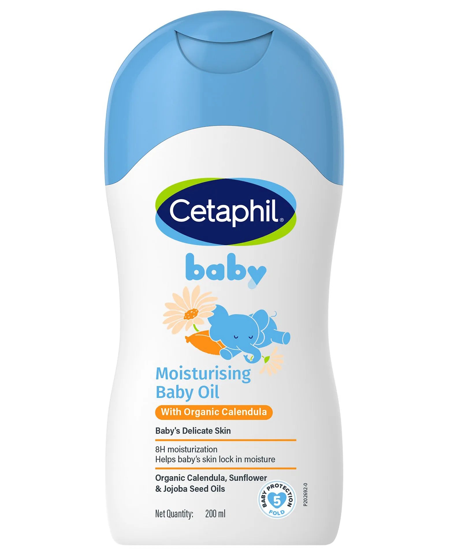 Cetaphil Baby Moisturising Baby Oil with Organic Calendula, Sunflower & jojoba seed oils – 200ml | Gentle Hydration, 8H Moisture Lock, Non-Sticky Massage Oil for Baby’s Delicate Skin