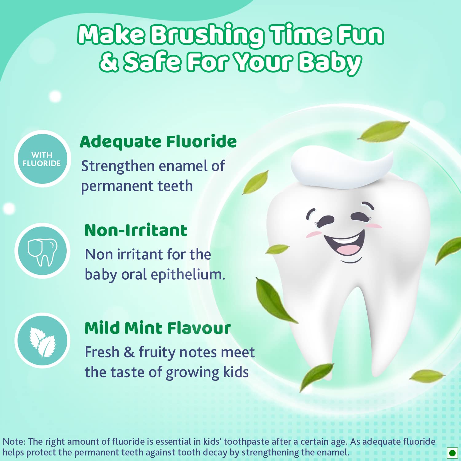 Chicco Mild Mint Toothpaste With fluoride for 6+ Years kids - 70g