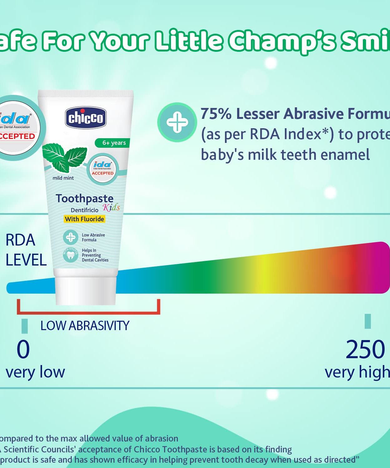 Chicco Mild Mint Toothpaste With fluoride for 6+ Years kids - 70g
