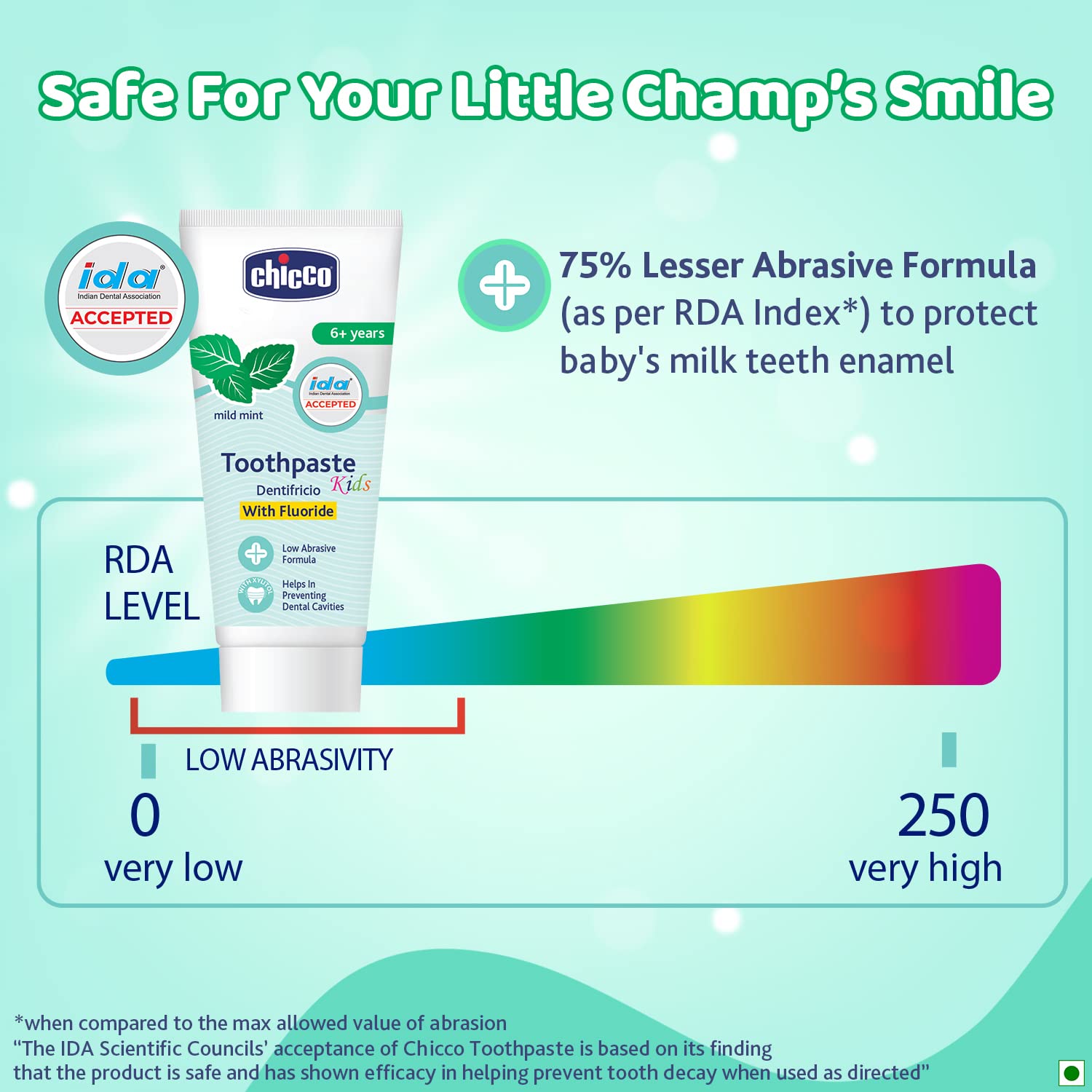 Chicco Mild Mint Toothpaste With fluoride for 6+ Years kids - 70g