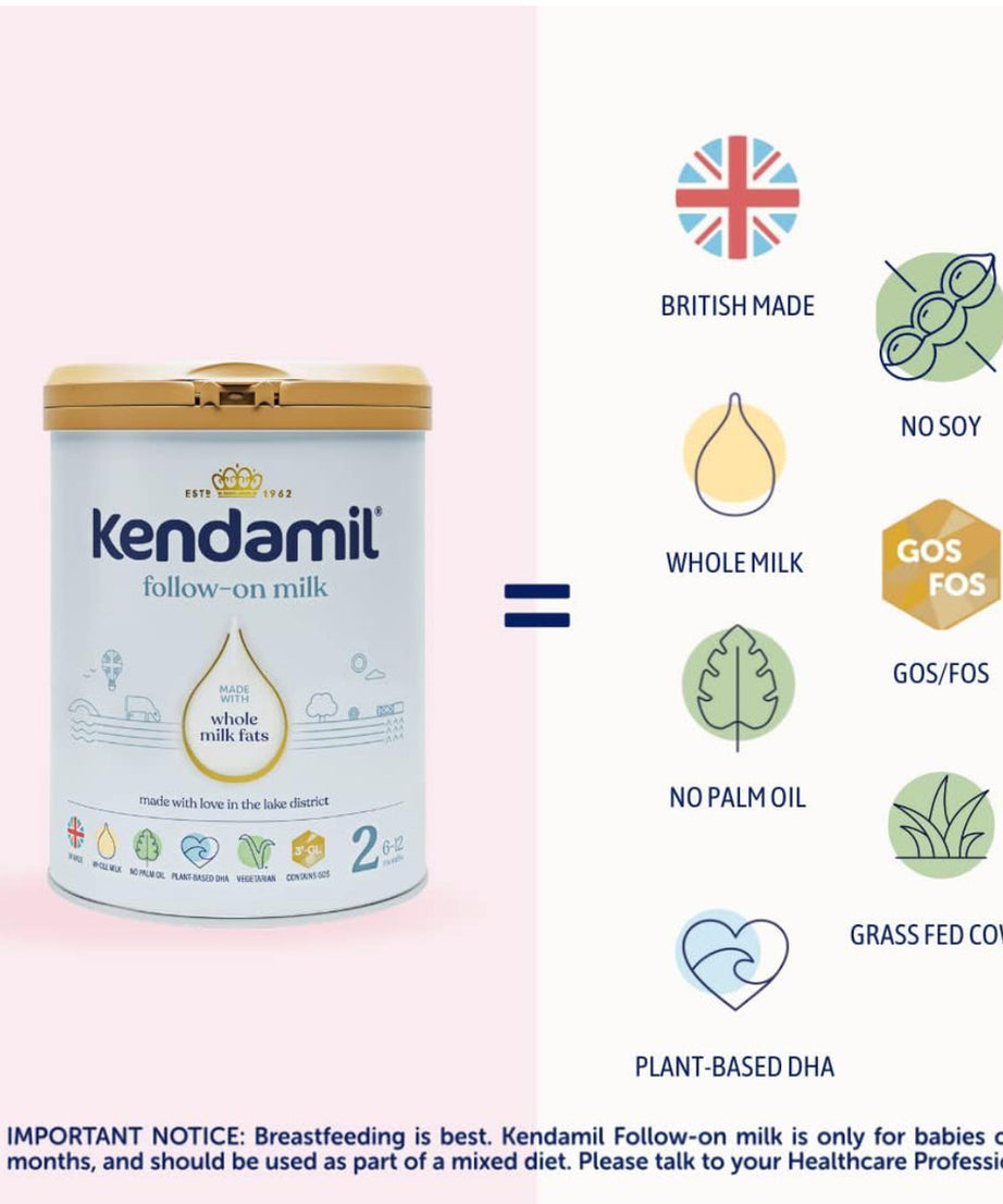 Kendamil Classic Follow-On Milk Stage 2 (6–12 Months) – 800g | British Whole Milk Formula with No Palm Oil or Fish Oil | Gentle on Tummy, Enriched with Vitamins, Minerals & Prebiotics - MINIMEE KIDS