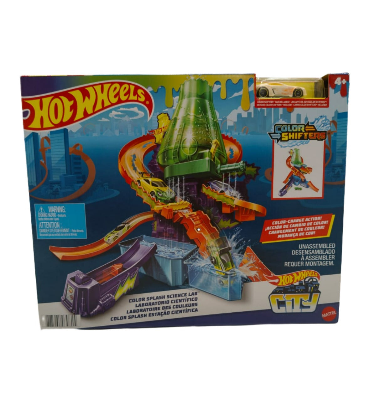 Hot Wheels City Color Shifters - Color Splash Science Lab - Color Changing Action Unassembled track set for 4+ years