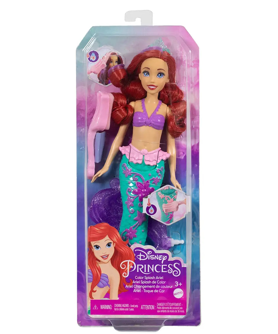 Disney Princess Color Splash Ariel Mermaid Doll with Color-Change Hair and Tail - Water Toy Inspired by The Little Mermaid - MINIMEE KIDS