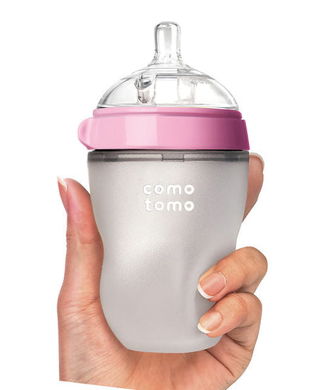 Comotomo Soft Hygienic Silicone Baby Feeding Bottle for 3+ Months - 250ml | 2 Hole Medium Flow - MINIMEE KIDS