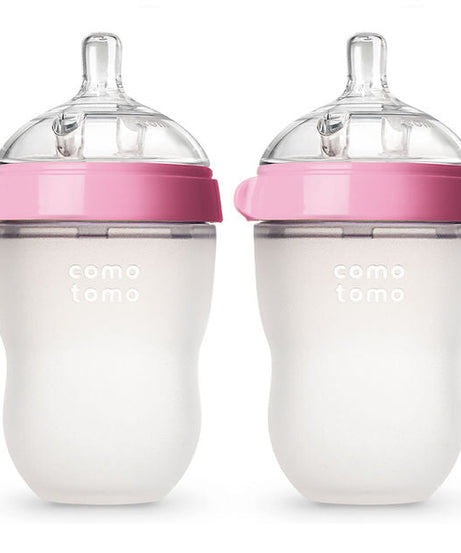 Comotomo Soft Hygienic Silicone Baby Bottle 2 Pack - 250ml Each | 2 Hole Medium Flow - MINIMEE KIDS