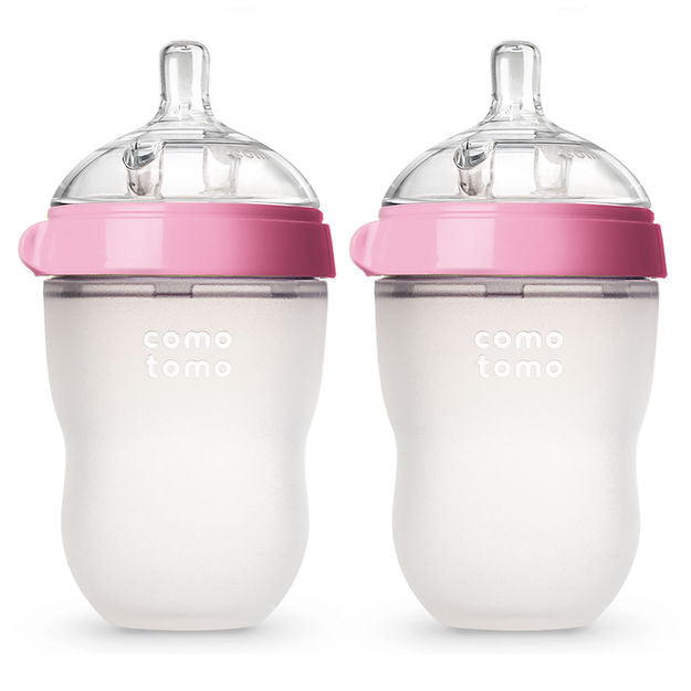 Comotomo Soft Hygienic Silicone Baby Bottle 2 Pack - 250ml Each | 2 Hole Medium Flow - MINIMEE KIDS