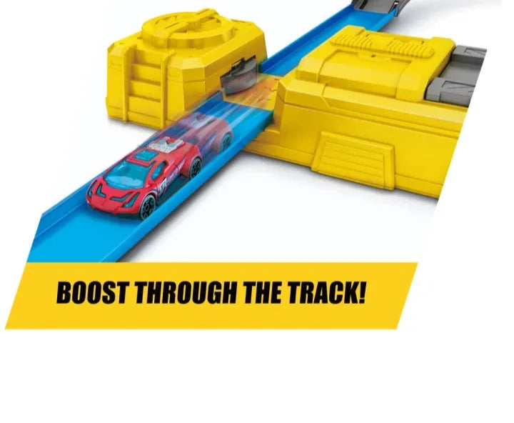 Zuru Metal Machines Construction Destruction Track Set with Motorized Speed Booster, Boulder Launcher & Exclusive Diecast Cars for Kids 4+ Years