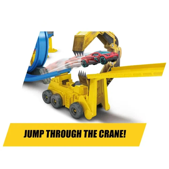 Zuru Metal Machines Construction Destruction Track Set with Motorized Speed Booster, Boulder Launcher & Exclusive Diecast Cars for Kids 4+ Years