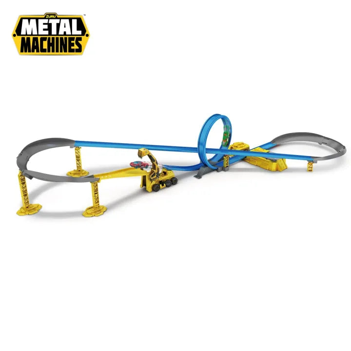 Zuru Metal Machines Construction Destruction Track Set with Motorized Speed Booster, Boulder Launcher & Exclusive Diecast Cars for Kids 4+ Years