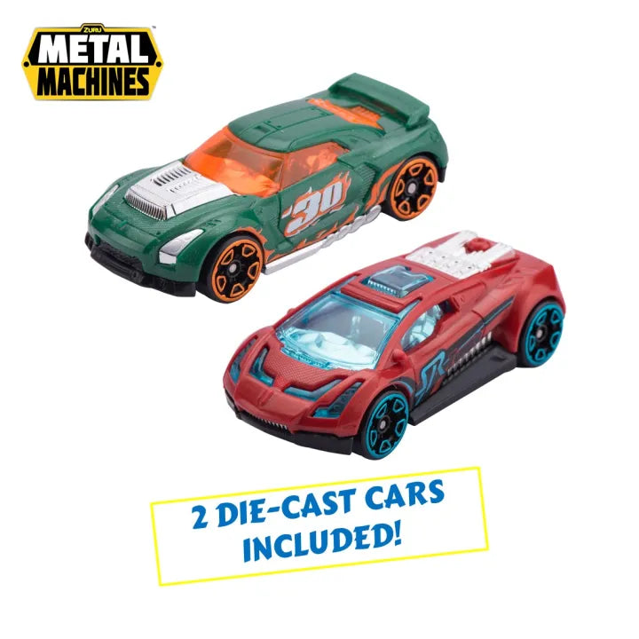 Zuru Metal Machines Construction Destruction Track Set with Motorized Speed Booster, Boulder Launcher & Exclusive Diecast Cars for Kids 4+ Years