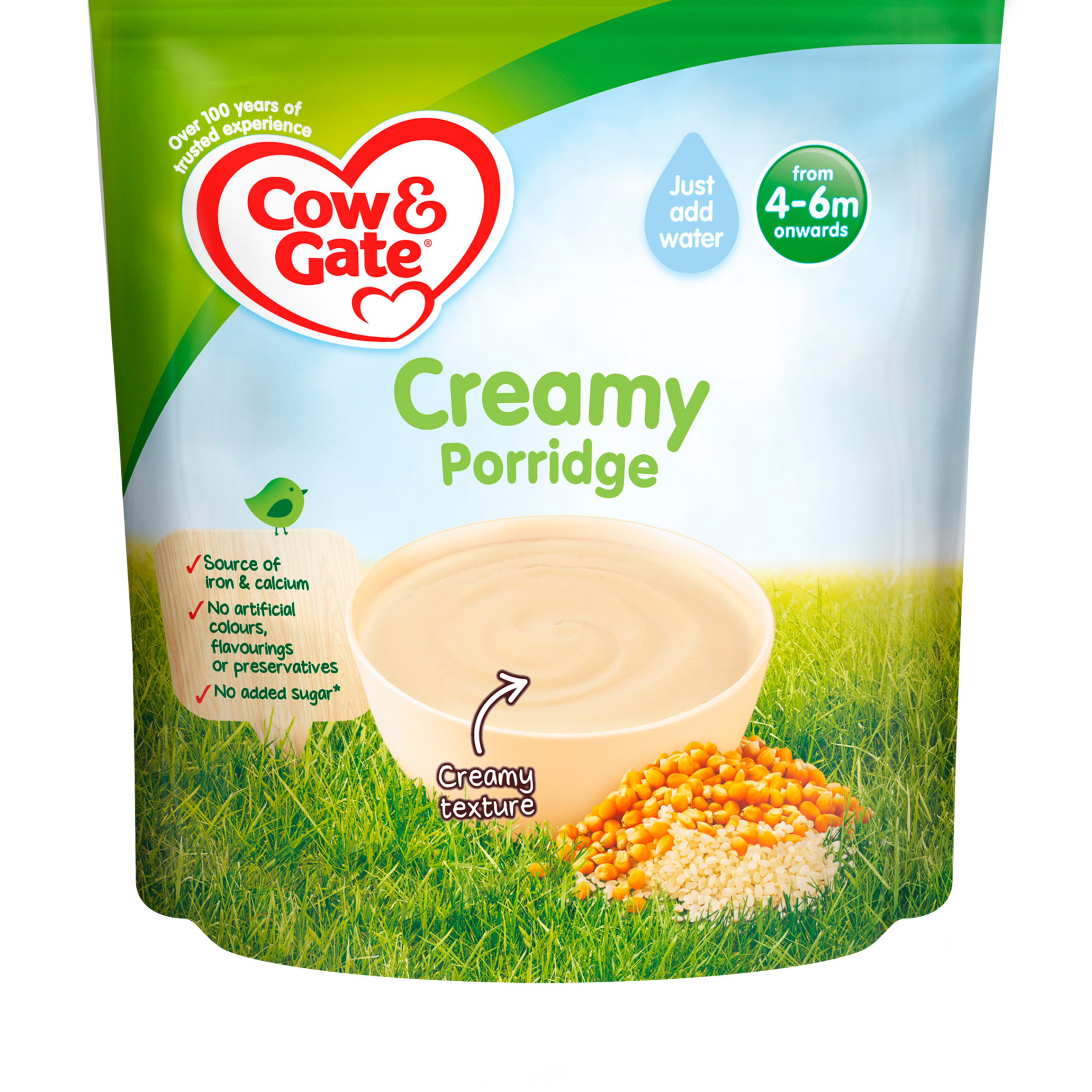 Cow & Gate Creamy Porridge - 125g | Nutritious First Weaning Food for Babies 4+ Months