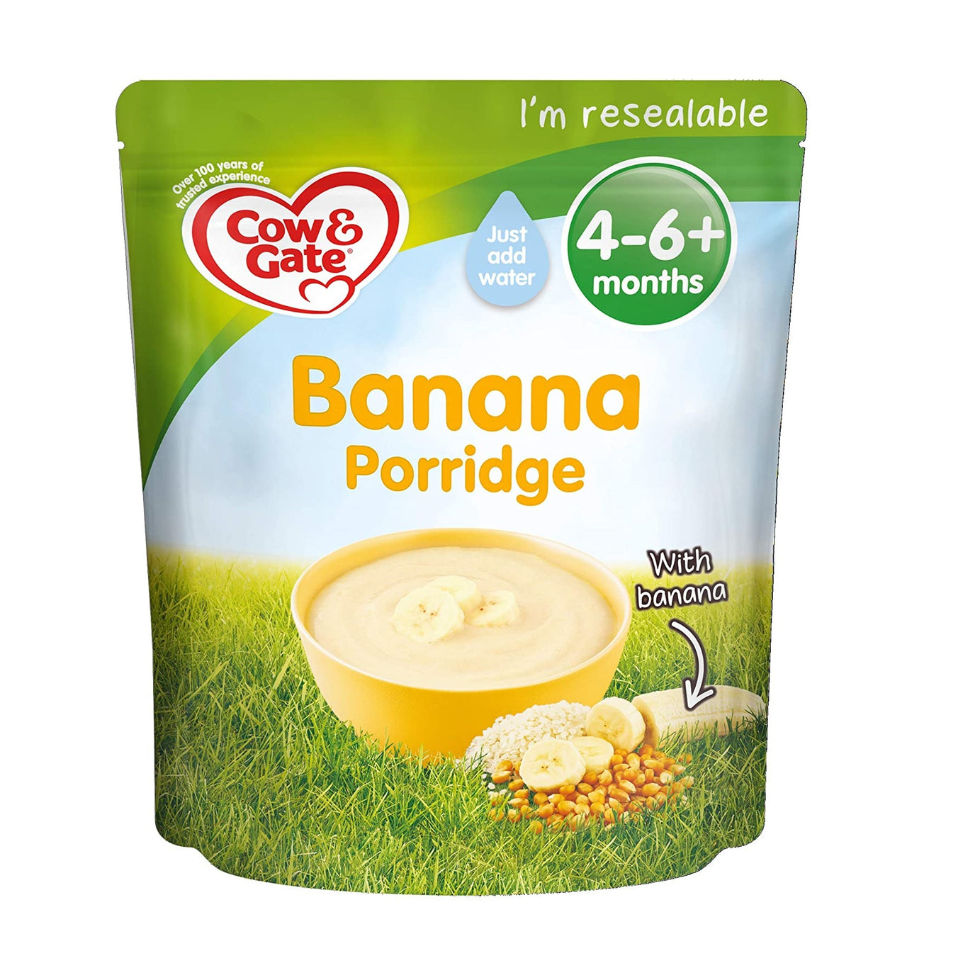 Cow & Gate Banana Porridge - 125g | Nutritious Breakfast for Babies 4+ Months