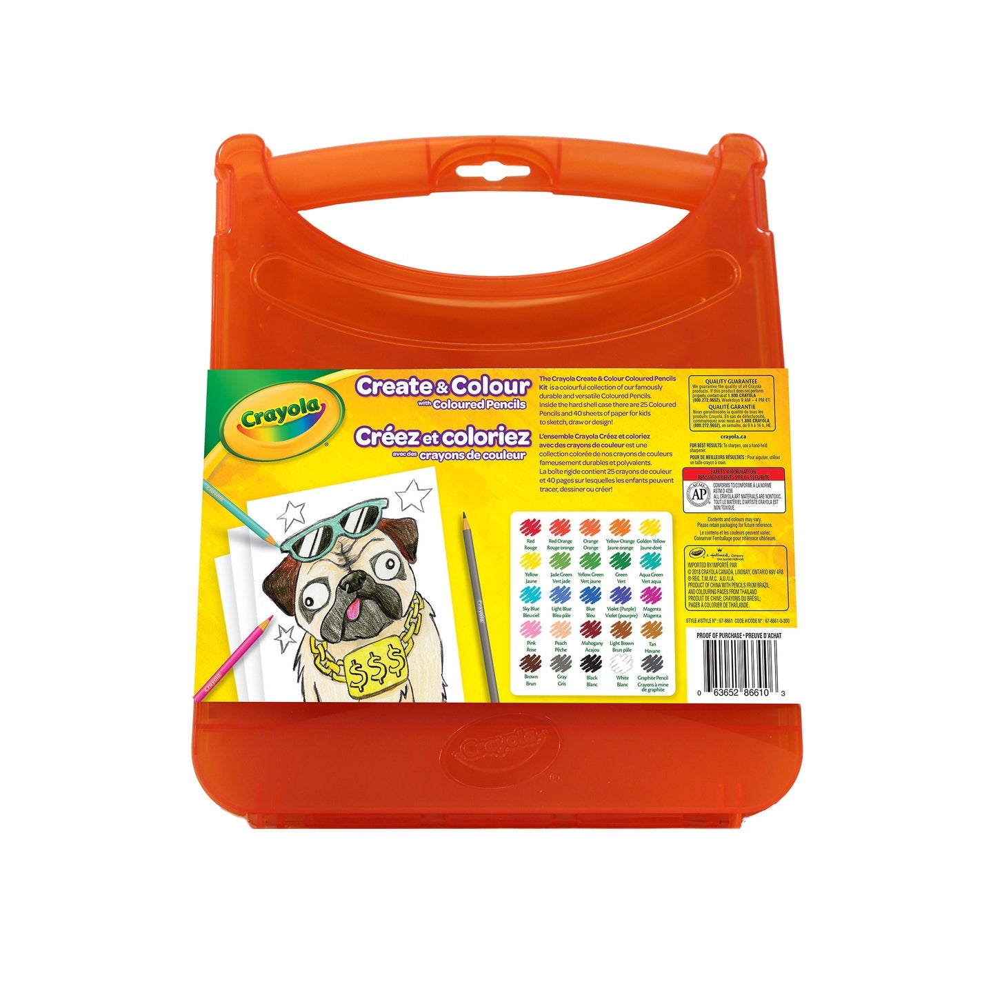 Crayola Create & Colour 65-Piece Coloured Pencils Set with Line Art & Blank Sheets – Art Kit for Kids Aged 4+, Durable Case Included