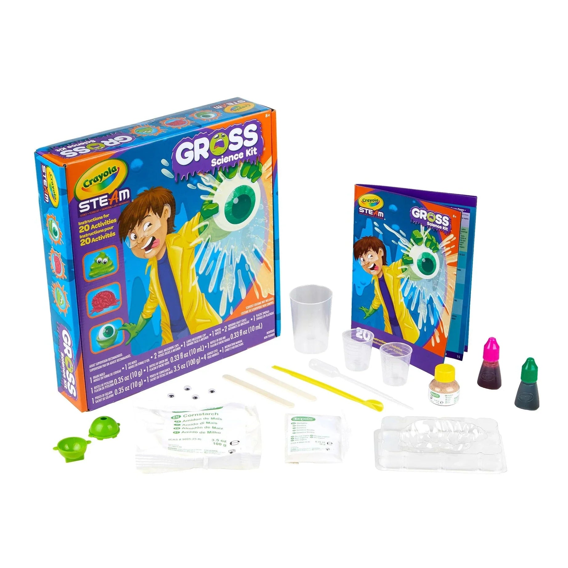 Crayola Gross Science Kit for Kids – STEAM Learning Set with 20 Experiments | Slimy, Gooey, Gross Fun for Ages 8+ | Educational Toy for Boys & Girls