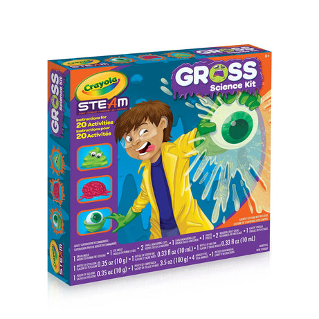 Crayola Gross Science Kit for Kids – STEAM Learning Set with 20 Experiments | Slimy, Gooey, Gross Fun for Ages 8+ | Educational Toy for Boys & Girls
