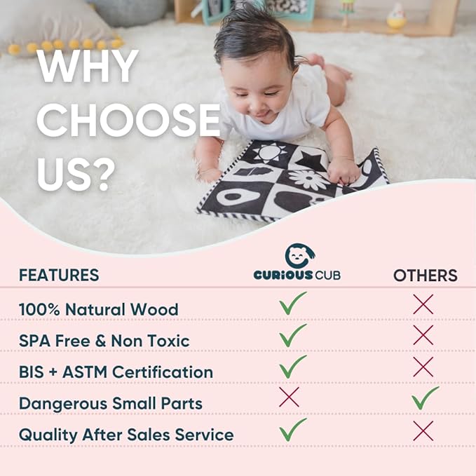 Curious Cub Wooden Ball Tracker, Montessori-Inspired Educational Ramp Toy for Babies 11 Months+ | Develops Visual Tracking, Fine Motor Skills, and Concentration