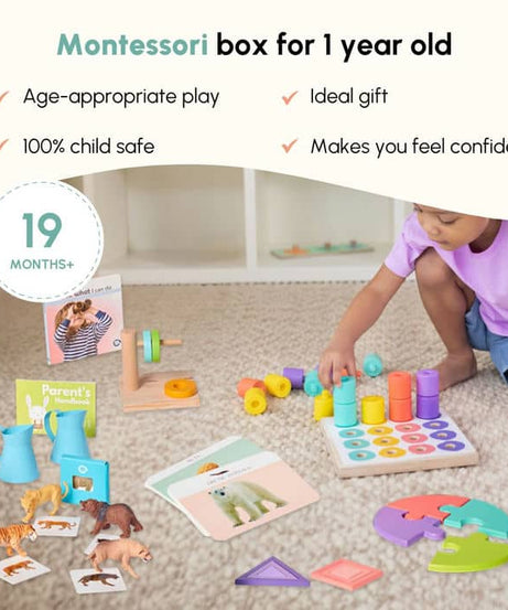 Curious Cub Level 9 Play & Learn Montessori Kit (19-21 Months+) | 10-Piece Toddler Development Set for Practical Life, Logic & Matching | minimee kids