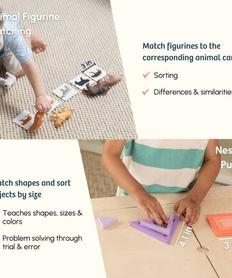 Curious Cub Level 9 Play & Learn Montessori Kit (19-21 Months+) | 10-Piece Toddler Development Set for Practical Life, Logic & Matching | minimee kids