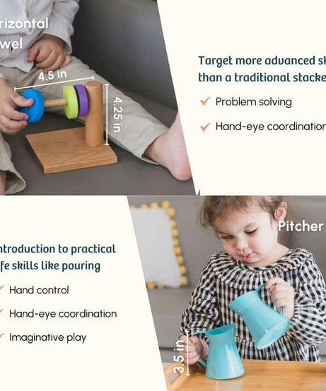 Curious Cub Level 9 Play & Learn Montessori Kit (19-21 Months+) | 10-Piece Toddler Development Set for Practical Life, Logic & Matching | minimee kids