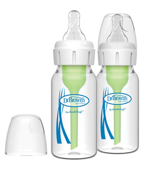 Dr. Brown’s Natural Flow Anti-Colic Options+ Narrow Glass Baby Bottle 4 oz (120mL), Level 1 Slow Flow Nipple, 2-Pack | Heat-Resistant Borosilicate Glass | BPA Free | Clinically Proven to Reduce Colic & Gas | 0m+ - MINIMEE KIDS