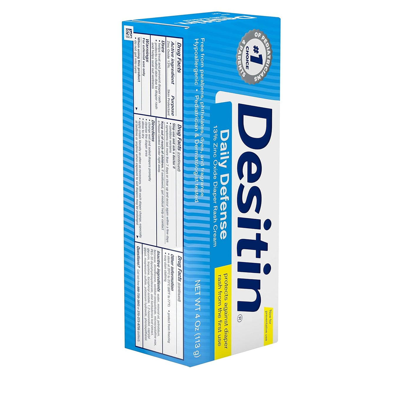 Desitin Daily Defense Diaper Rash Cream with 13% Zinc Oxide – Gentle & Effective Baby Skin Protection, Soothes & Prevents Rash | 113g (Blue Pack)