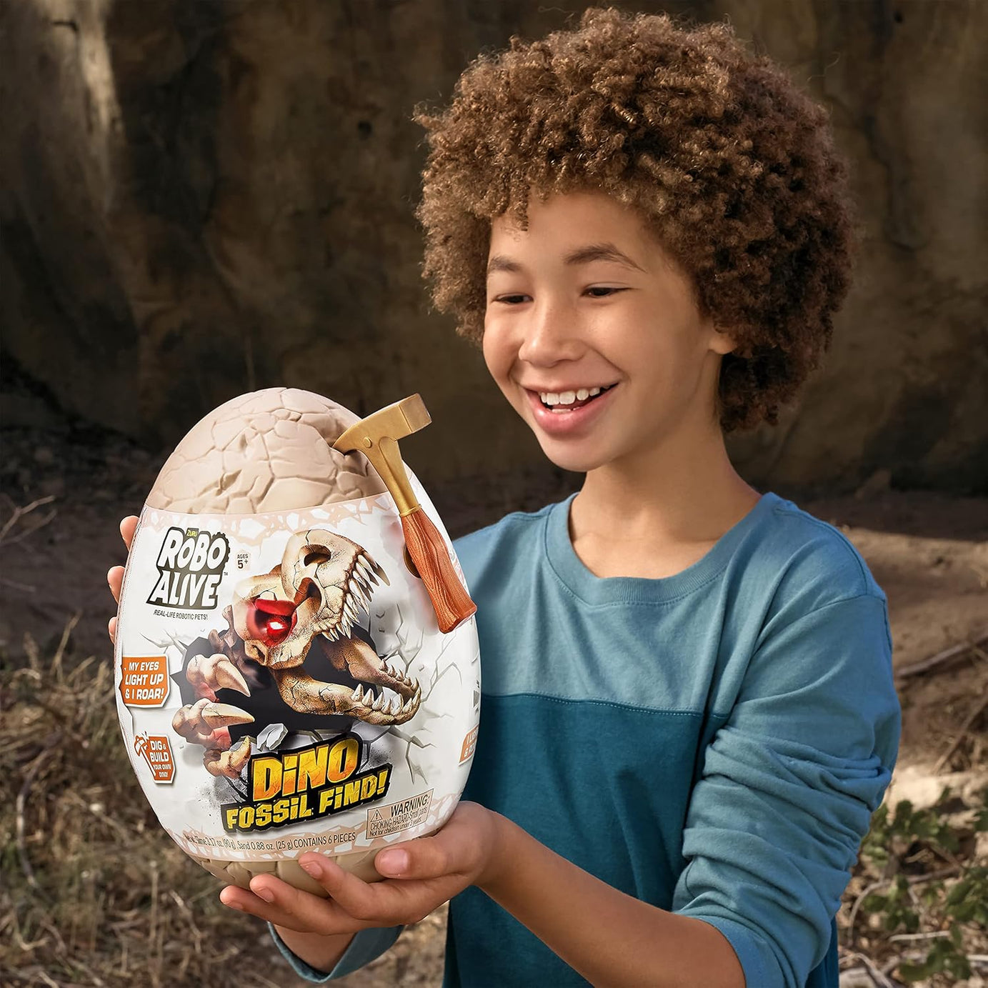 Zuru Robo Alive Dino Fossil Find - Dig, Assemble, Light-Up Dino Skeleton with Sounds, Dinosaur Fossils Excavation Kit, for Kids Ages 5+