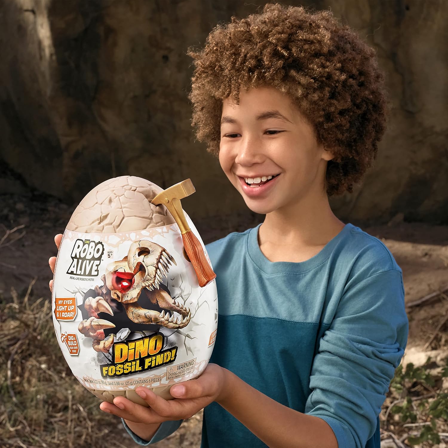 Zuru Robo Alive Dino Fossil Find - Dig, Assemble, Light-Up Dino Skeleton with Sounds, Dinosaur Fossils Excavation Kit, for Kids Ages 5+