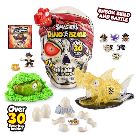 Zuru Smashers Dino Island - 28 Pieces Pirate Adventure Dino Toy for Kids 5+ with Sand, Slime & Over 30 Surprises