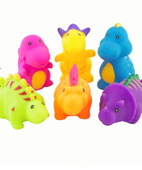 6PCS Dinosaur Bath Squirter Toys | Squeaky Shower Squeeze Toys for Kids | Fun Water Play Gift for Toddlers | Color May Vary - MINIMEE KIDS