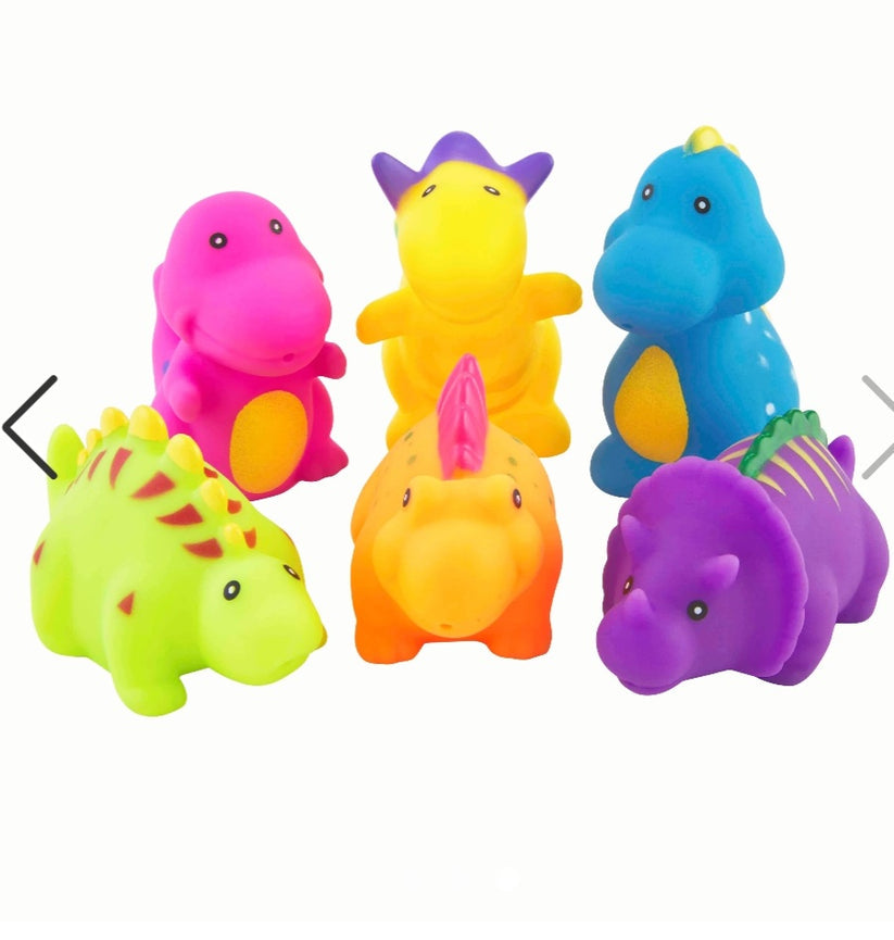 6PCS Dinosaur Bath Squirter Toys | Squeaky Shower Squeeze Toys for Kids | Fun Water Play Gift for Toddlers | Color May Vary