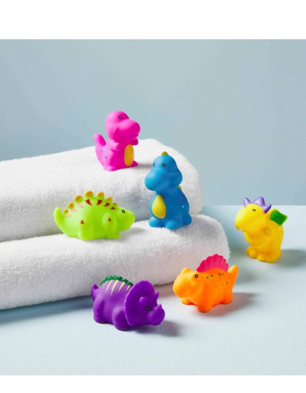 6PCS Dinosaur Bath Squirter Toys | Squeaky Shower Squeeze Toys for Kids | Fun Water Play Gift for Toddlers | Color May Vary