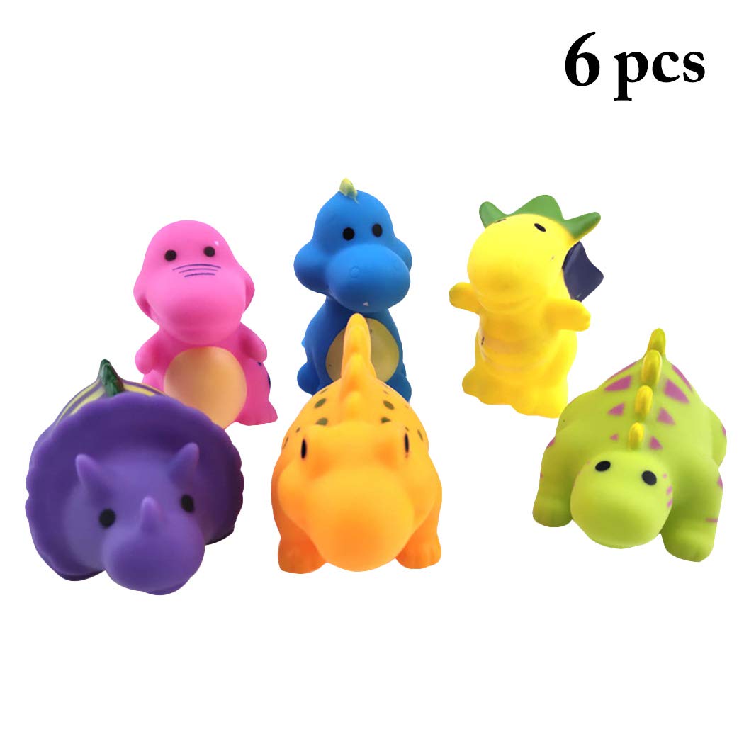 6PCS Dinosaur Bath Squirter Toys | Squeaky Shower Squeeze Toys for Kids | Fun Water Play Gift for Toddlers | Color May Vary