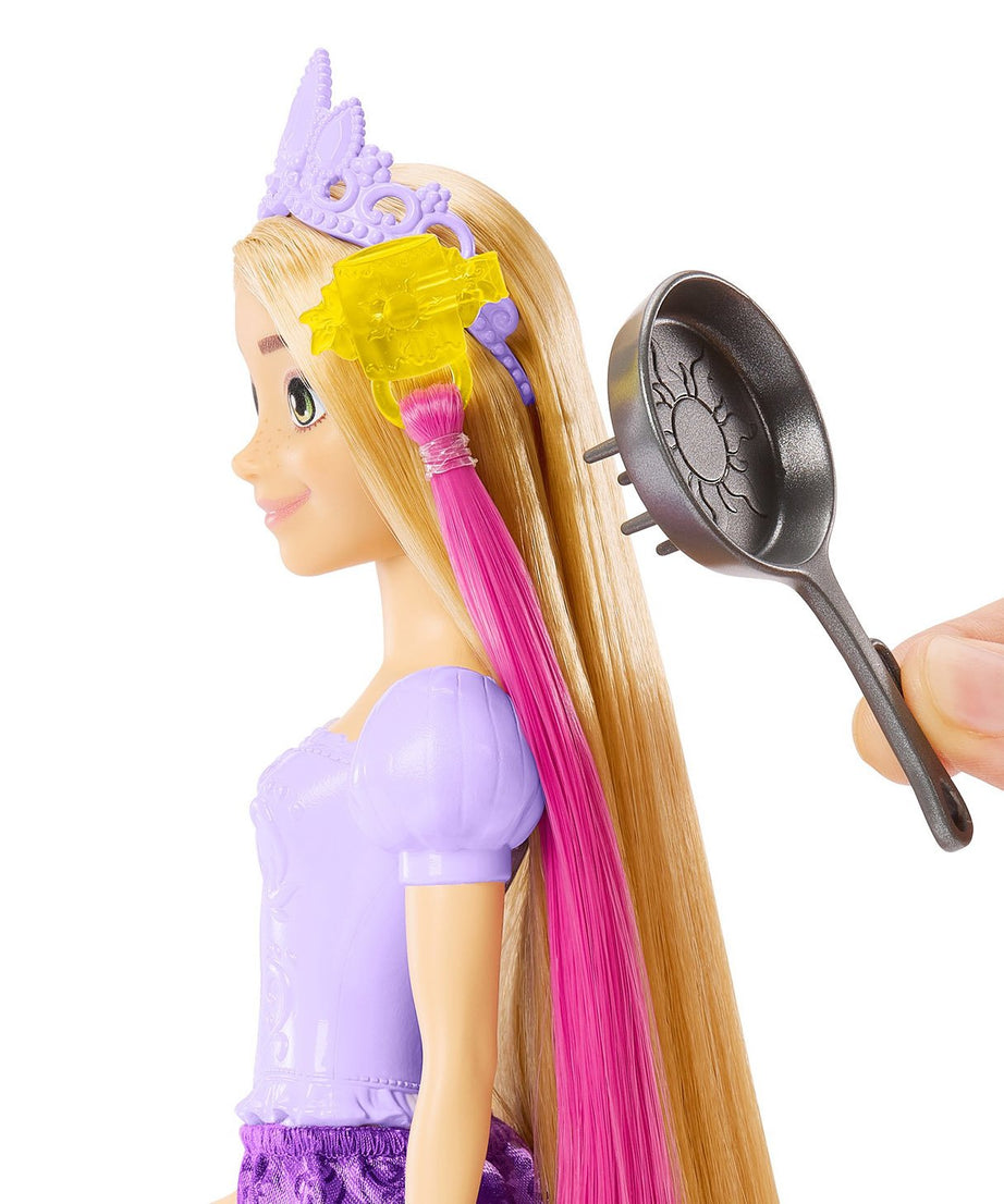 Disney Princess Fairy-Tale Hair Rapunzel Doll with Extra-Long Color-Changing Hair, Styling Accessories & Frying Pan Brush for Kids 3+ Years - MINIMEE KIDS