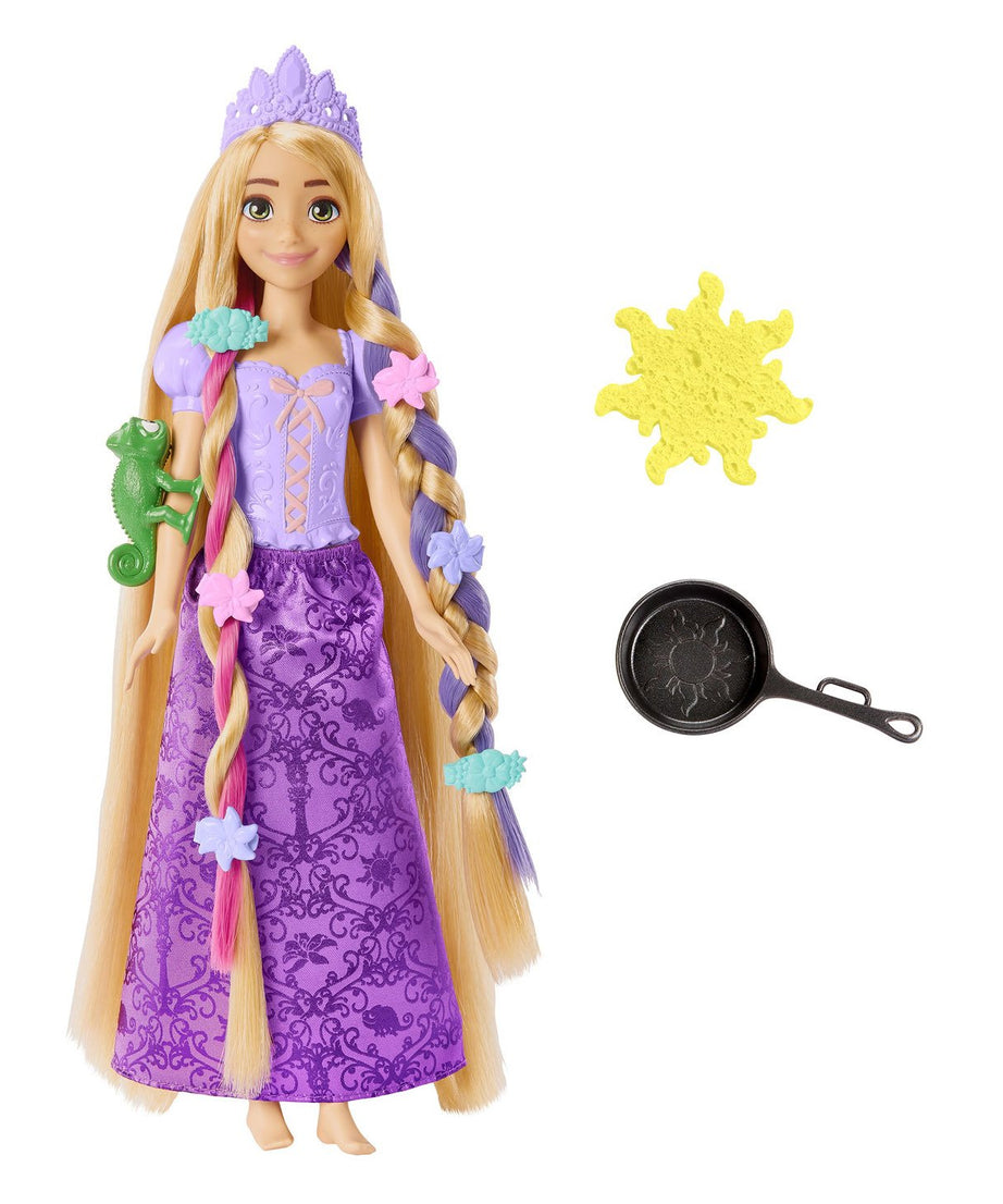 Disney Princess Fairy-Tale Hair Rapunzel Doll with Extra-Long Color-Changing Hair, Styling Accessories & Frying Pan Brush for Kids 3+ Years - MINIMEE KIDS