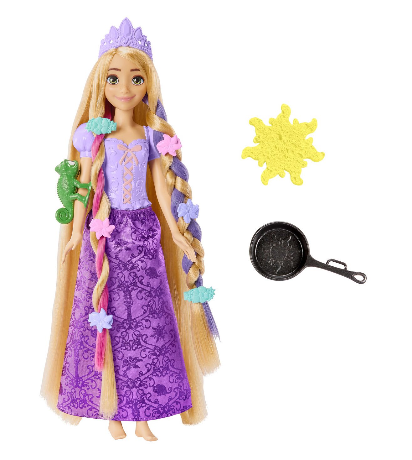 Disney Princess Fairy-Tale Hair Rapunzel Doll with Extra-Long Color-Changing Hair, Styling Accessories & Frying Pan Brush for Kids 3+ Years