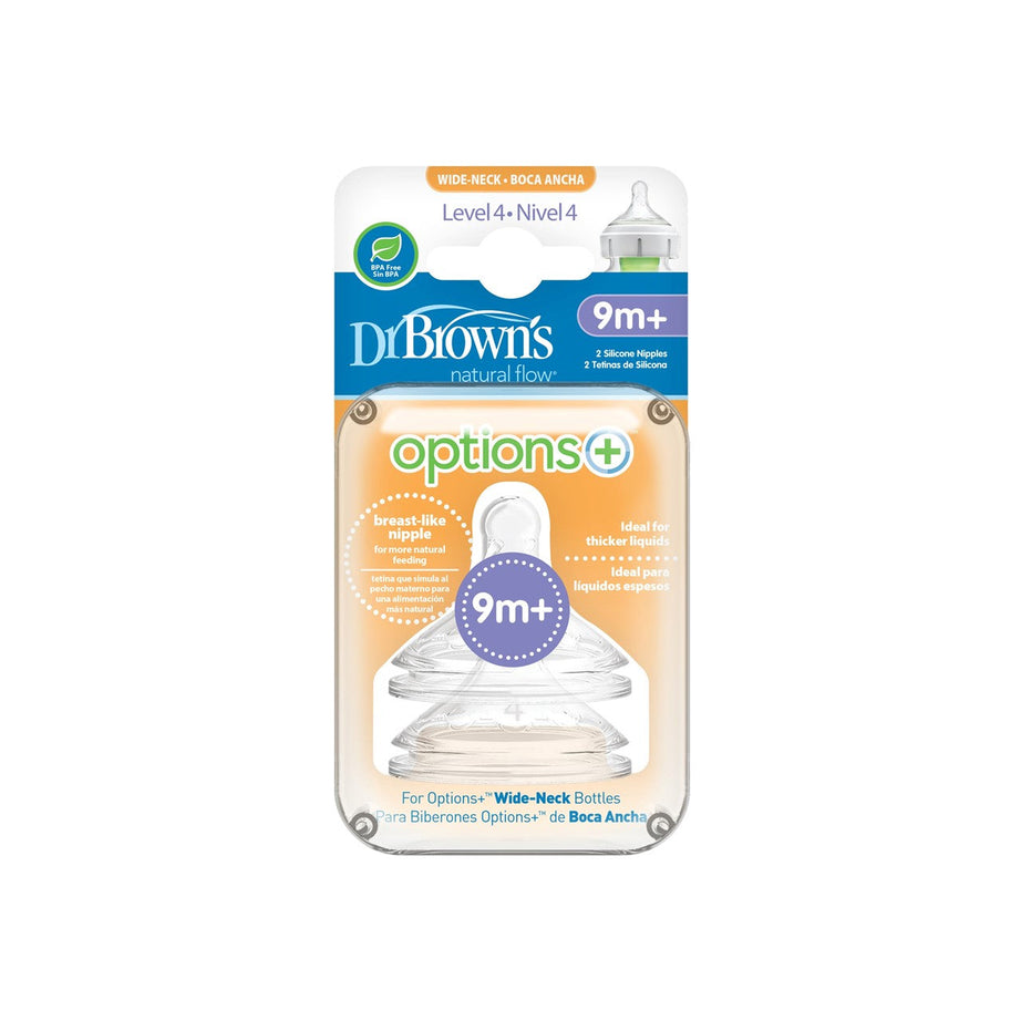 Dr Brown's Natural flow Options+ Breast Like Teat Wide Neck Level 4 for 9+ Months - Pack Of 2