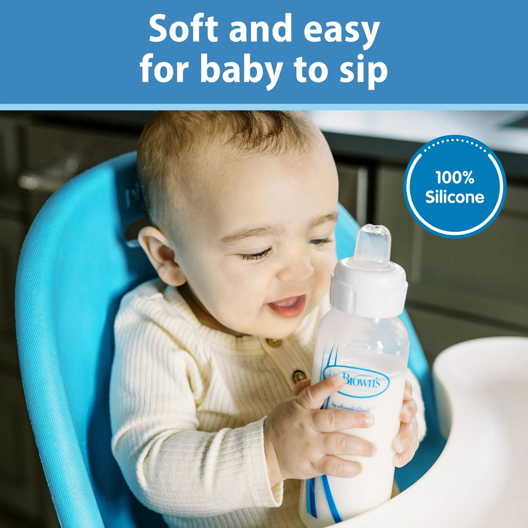 Dr. Brown's Milestones Options+ Baby Bottle Sippy Spouts - Narrow, Soft 100% Silicone (6m+, BPA Free) | Pack of 2