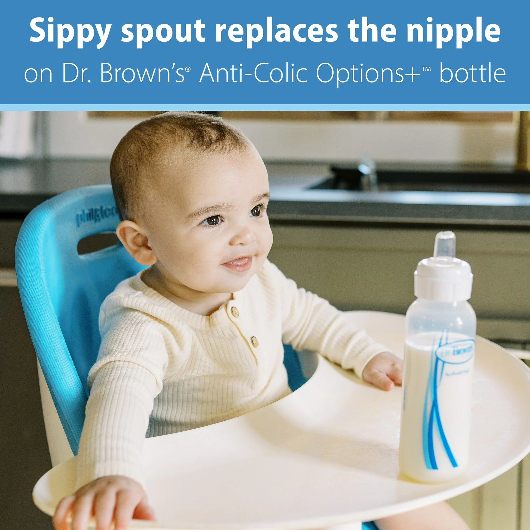 Dr. Brown's Milestones Options+ Baby Bottle Sippy Spouts - Narrow, Soft 100% Silicone (6m+, BPA Free) | Pack of 2