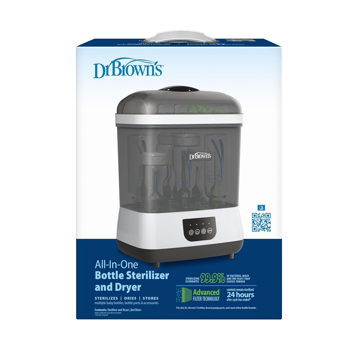 Dr Brown's Natural Flow Electric Bottle Sterilizer & Dryer with HEPA Air filter