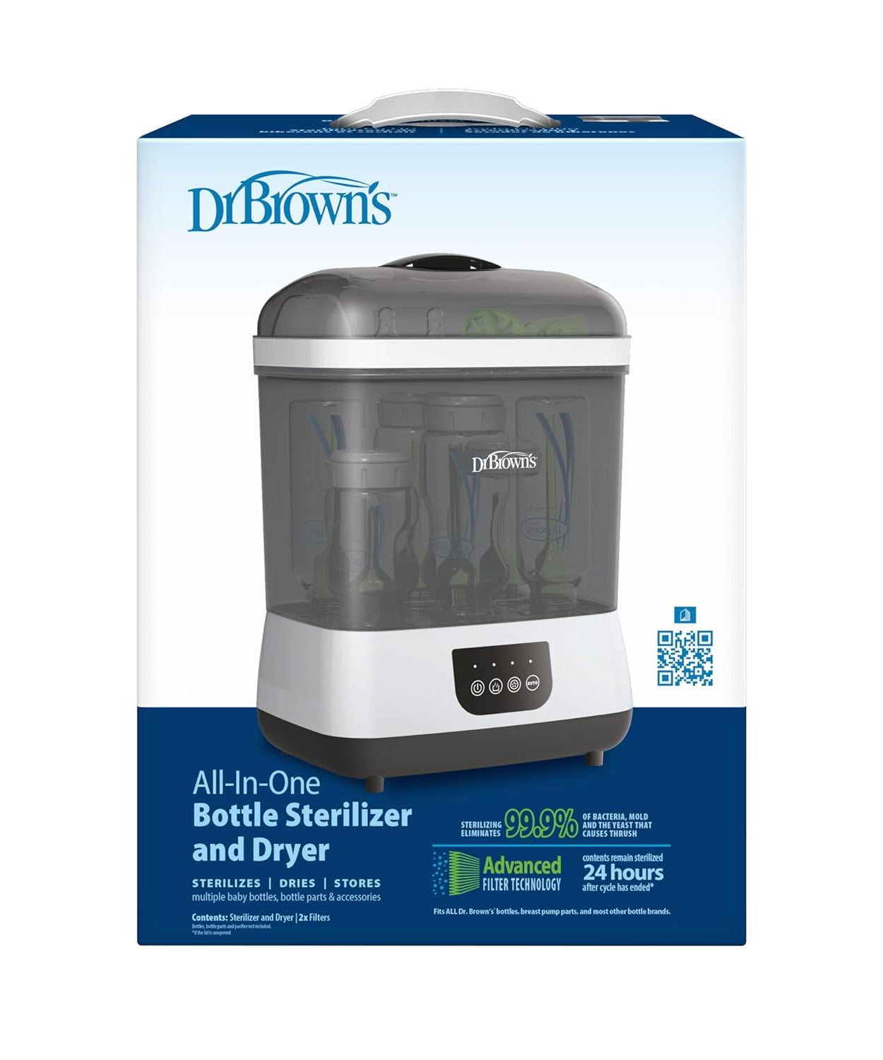 Dr Brown's Natural Flow Electric Bottle Sterilizer & Dryer with HEPA Air filter - MINIMEE KIDS