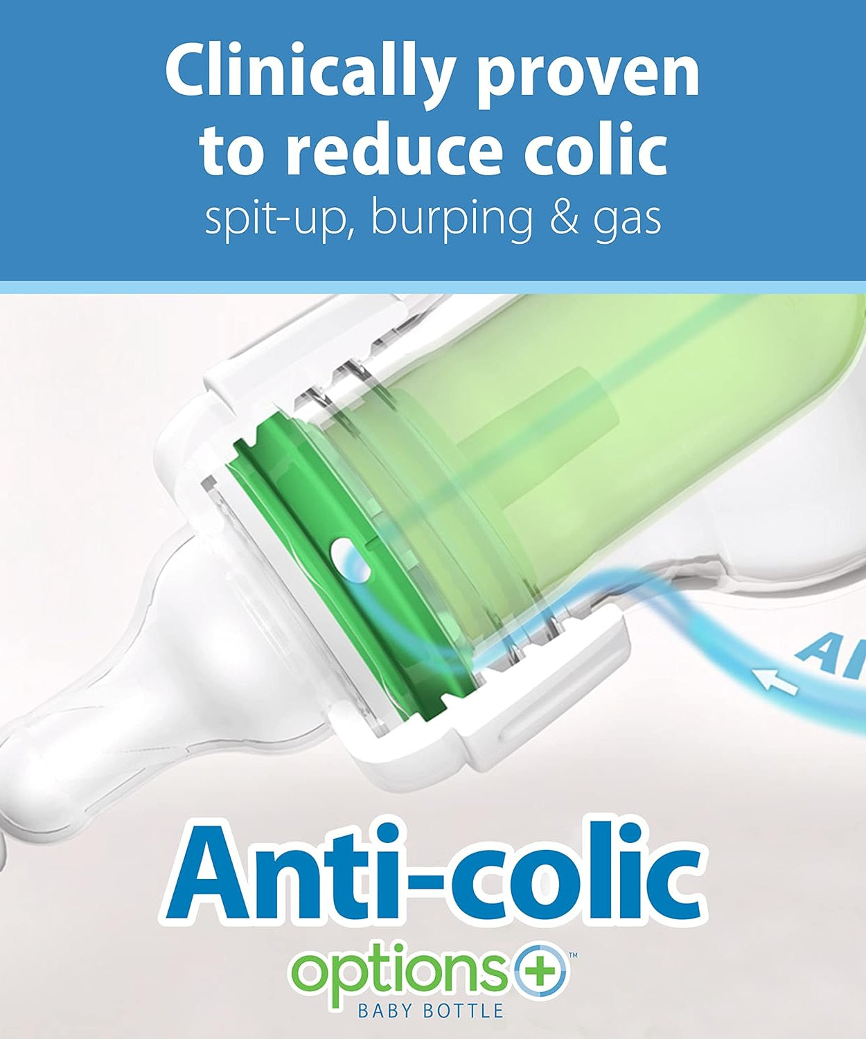 Dr. Brown's Options+ Anti-Colic 250 ml Narrow Glass Bottle for Babies 0+ Months
